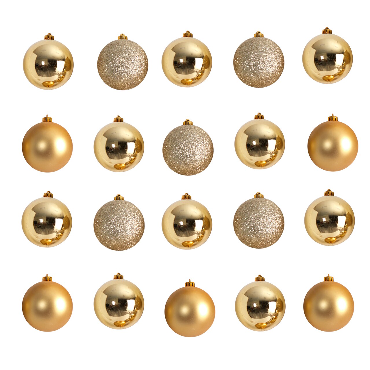 Nearly Natural 20ct Gold Shatterproof 3-Finish Christmas Ball Ornaments 3" (80mm)